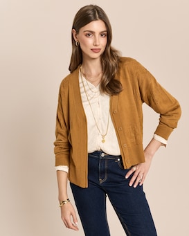 Produktabbildung für Strickjacke mit Logo-Jacquard