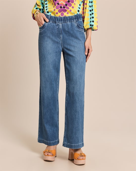 Produktabbildung für Wide Leg Jeans mit Rundumdehnbund