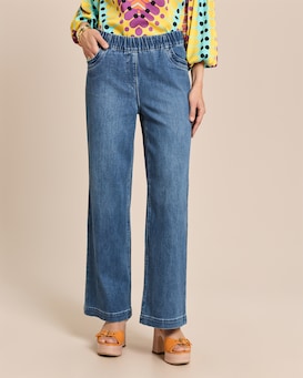 Produktabbildung für Wide Leg Jeans mit Rundumdehnbund