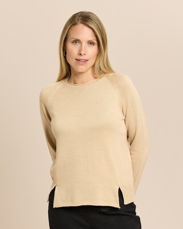 Pullover mit angeschnittenem Stehkragen