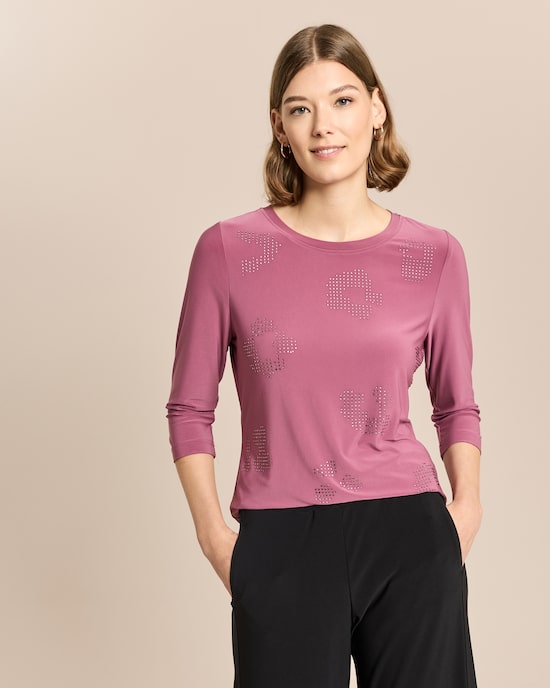 Produktabbildung für Shirt mit Strassdeko in Leoanordnung