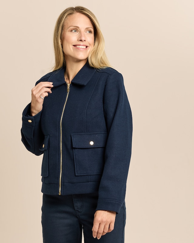 Jacke in Woll-Optik Boxy-Form