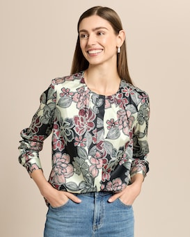 Produktabbildung für Satin-Bluse mit gerafftem Ausschnitt