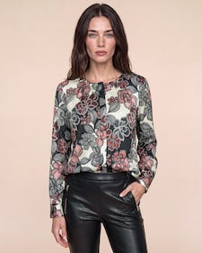 Produktabbildung für Satin-Bluse mit gerafftem Ausschnitt