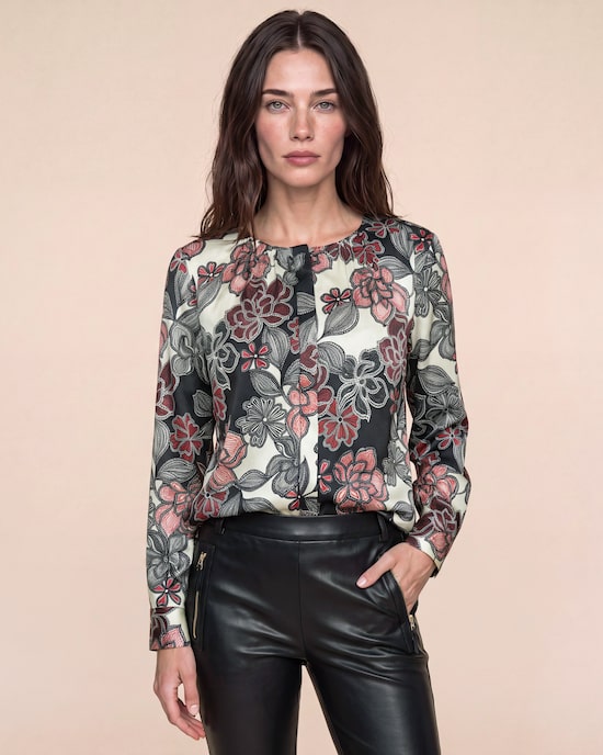 Produktabbildung für Satin-Bluse mit gerafftem Ausschnitt