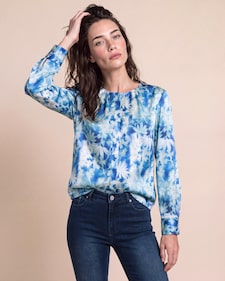 Produktabbildung für Satin-Bluse mit gerafftem Ausschnitt