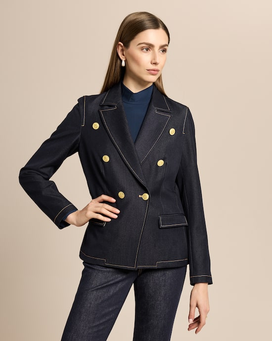 Produktabbildung für Blazer aus Denim mit Goldknöpfen