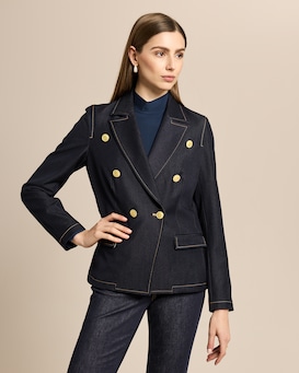 Produktabbildung für Blazer aus Denim mit Goldknöpfen