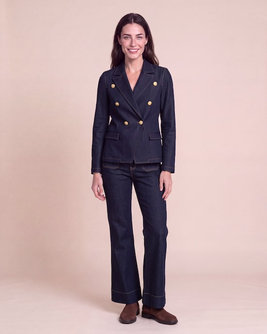 Produktabbildung für Blazer aus Denim mit Goldknöpfen
