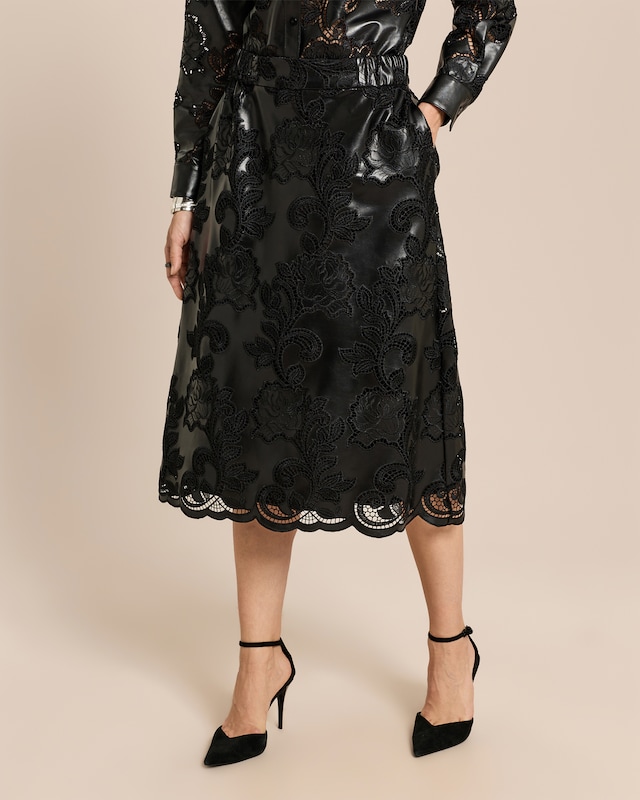 Veganer Lederrock mit Cut-Out-Spitze
