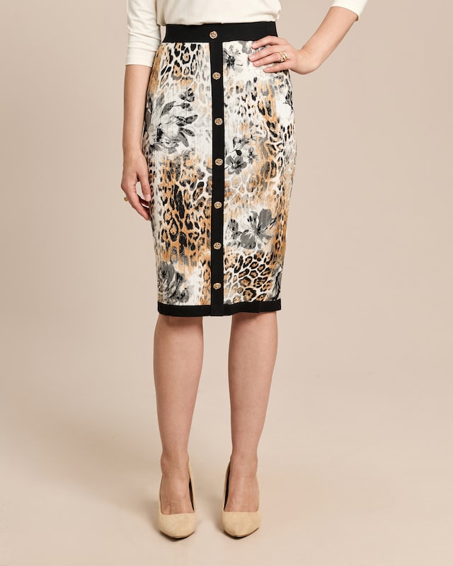 Rock mit Leo- und Blumenprint
