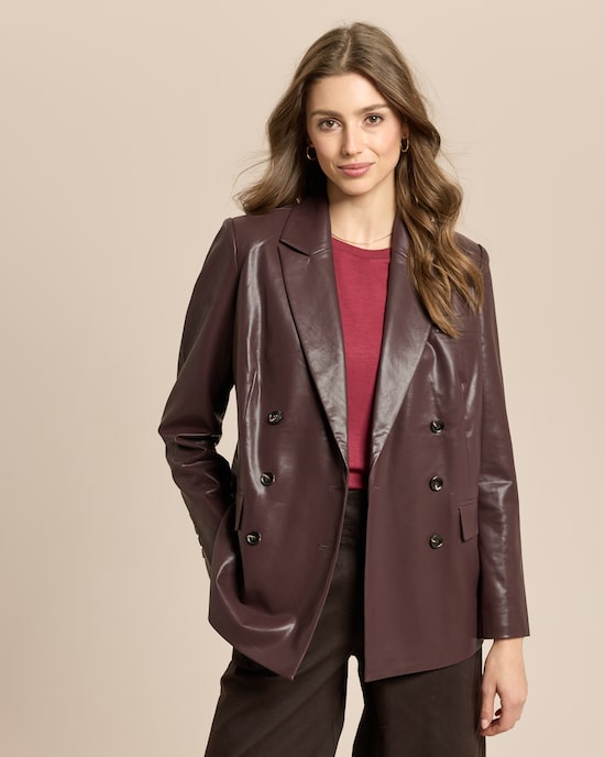 Produktabbildung für Veganer Lederblazer mit Knopfdetail