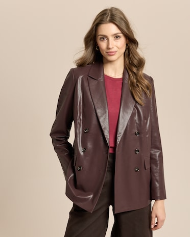 Produktabbildung für Veganer Lederblazer mit Knopfdetail