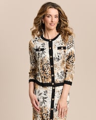 Produktabbildung für Strickjacke mit Leo- und Blumenprint