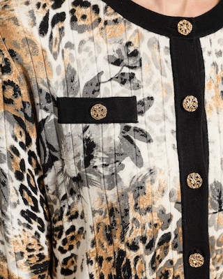 Produktabbildung 4 für Strickjacke mit Leo- und Blumenprint