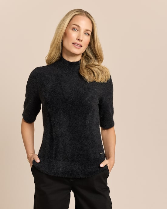 Produktabbildung für Pullover mit Stehkragen und halbem Arm