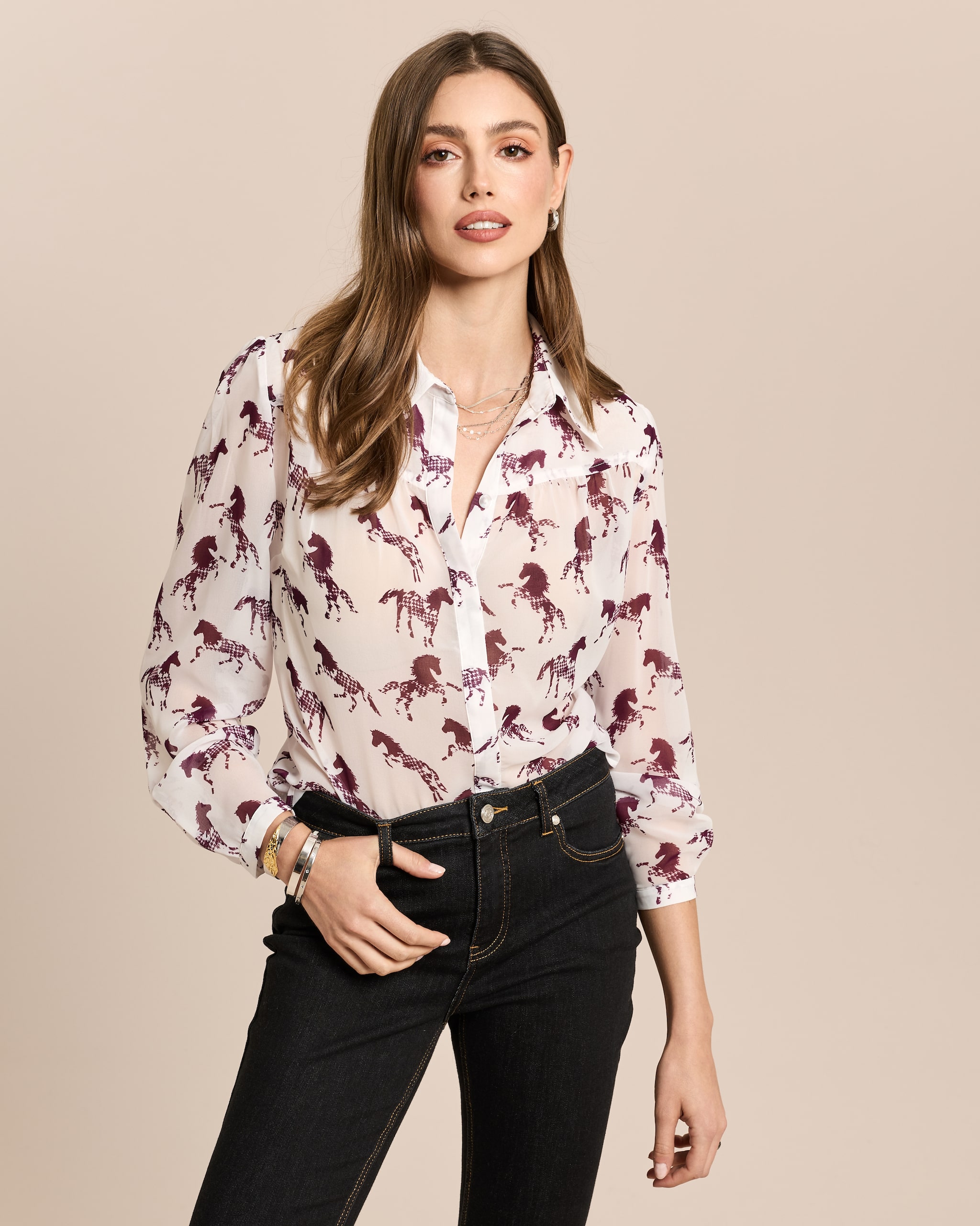 Produktabbildung für Chiffon-Bluse mit Motivdruck