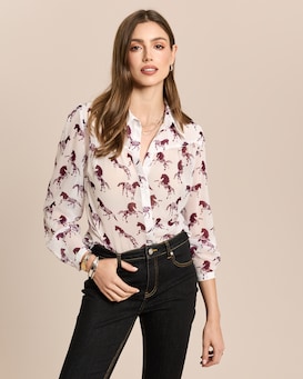 Produktabbildung für Chiffon-Bluse mit Motivdruck