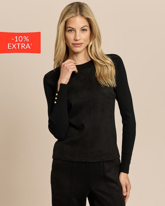 Produktabbildung für Strickpullover mit Velourslederimitat