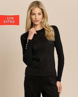 Produktabbildung für Strickpullover mit Velourslederimitat