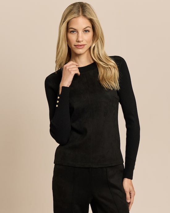 Produktabbildung für Strickpullover mit Velourslederimitat