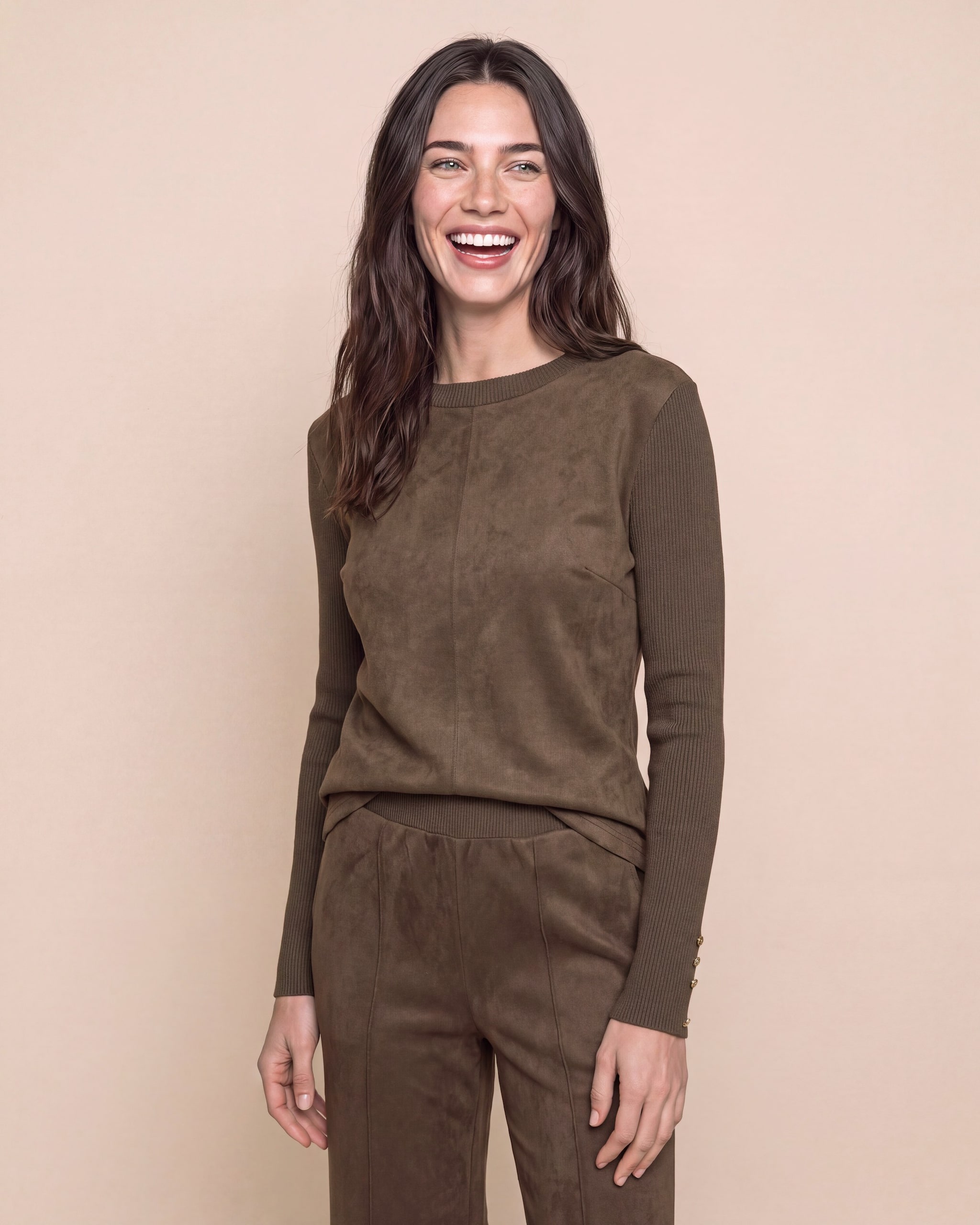 Produktabbildung für Strickpullover mit Velourslederimitat