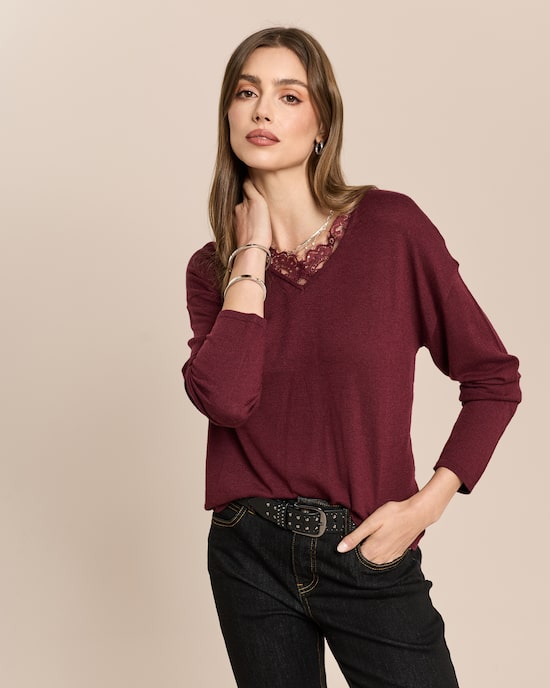 Produktabbildung für Pullover mit Spitze und Cashmere