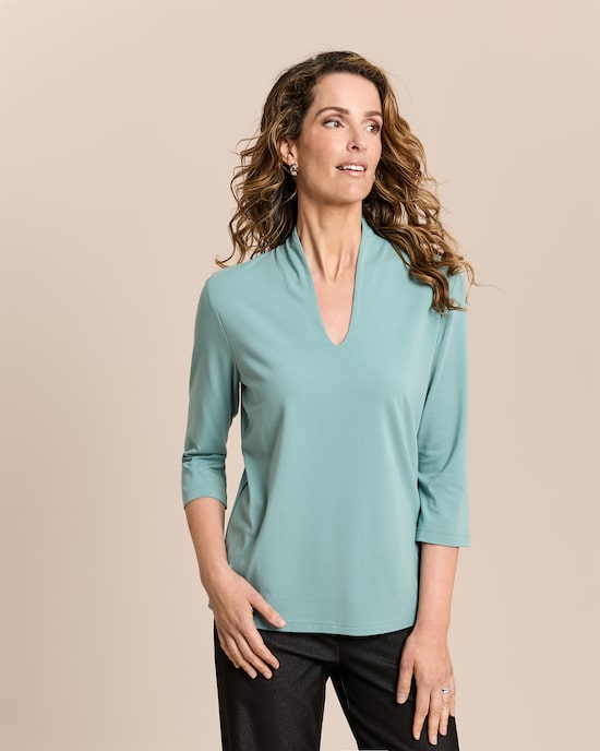 Produktabbildung für Shirt mit angeschnittenem Stehkragen