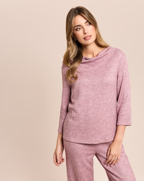 Produktabbildung für Loungewear-Shirt mit Wasserfallkragen