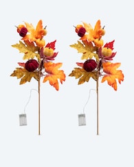 Produktabbildung für LED-Dekozweige Herbst mit Samt-Kürbissen, 2tlg.