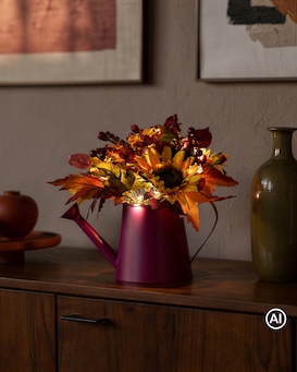Produktabbildung für LED-Gesteck Herbstdesign in Gießkanne