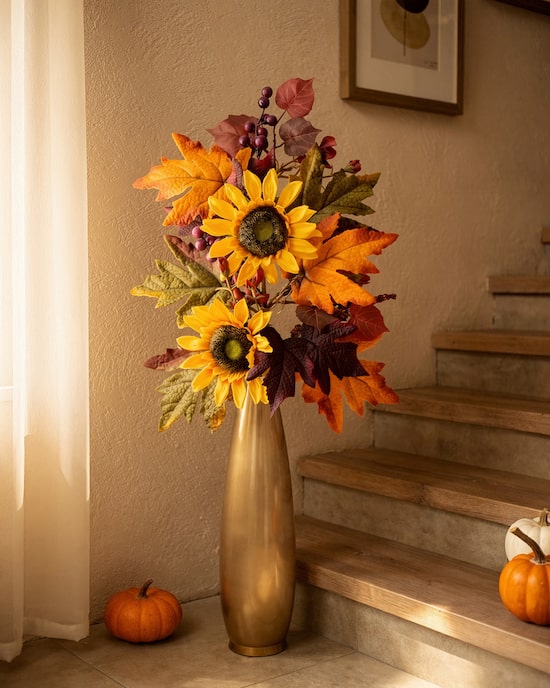 Produktabbildung für LED-Dekozweige "Herbstdesign Sonnenblume", 2tlg.