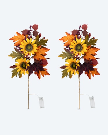 Produktabbildung für LED-Dekozweige "Herbstdesign Sonnenblume", 2tlg.