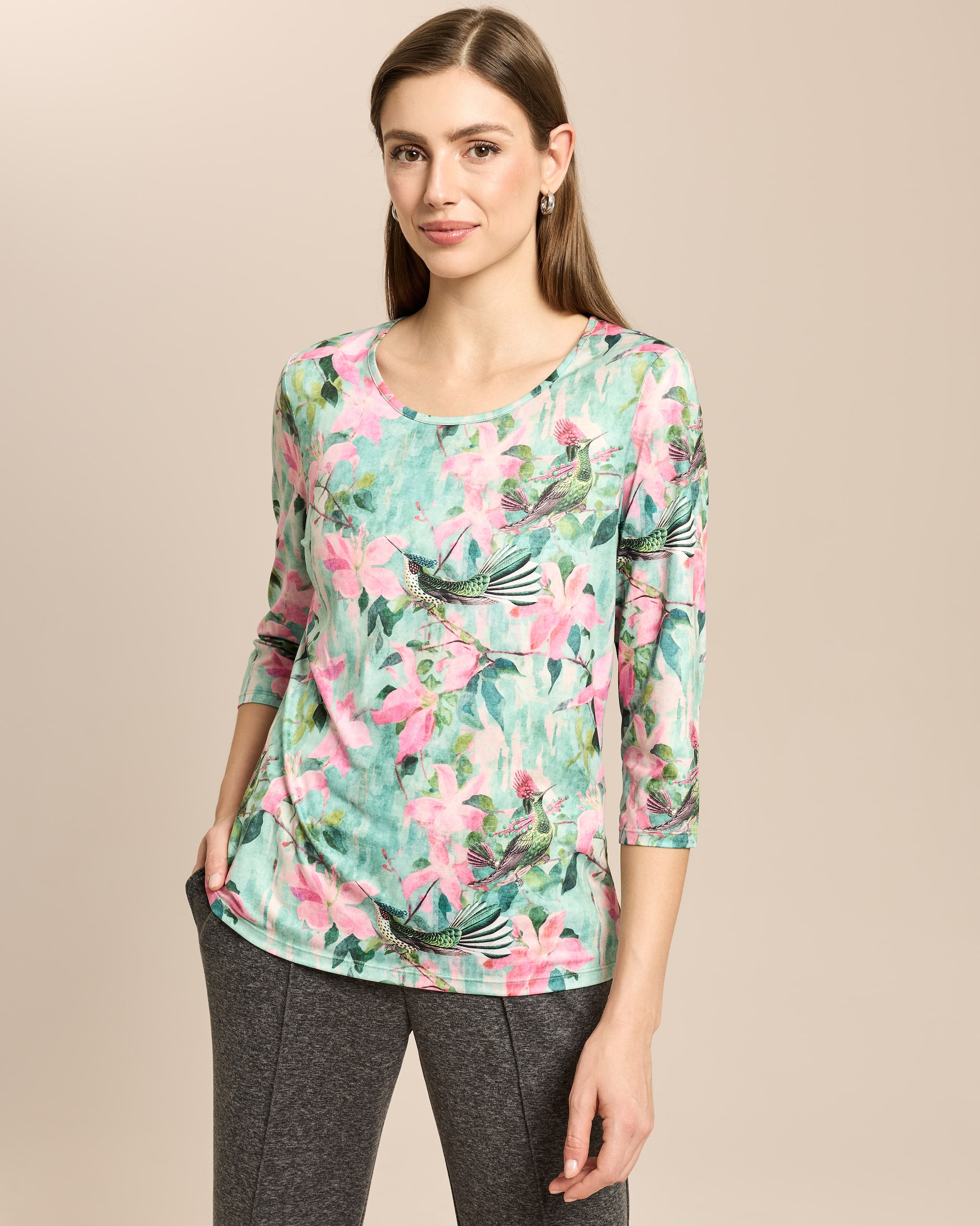 Produktabbildung für Shirt Birds & Flowers mit 3/4 Arm