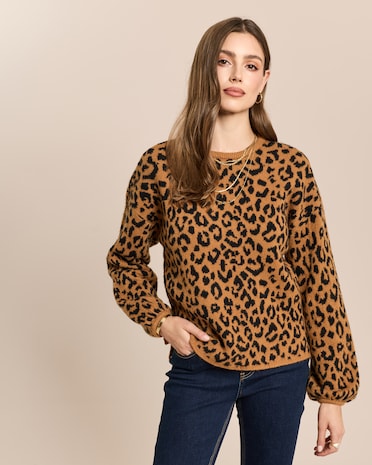 Produktabbildung für Jacquard-Pullover mit Seitenschlitzen