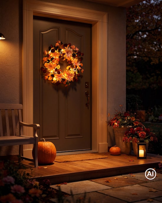 Produktabbildung für LED-Kranz "Herbstdesign"
