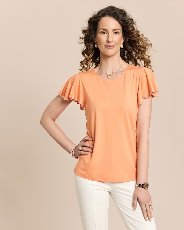 Shirt mit Flügelärmel und Strassbesatz