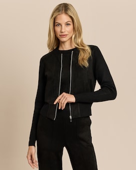 Produktabbildung für Strickjacke mit Velourslederimitat