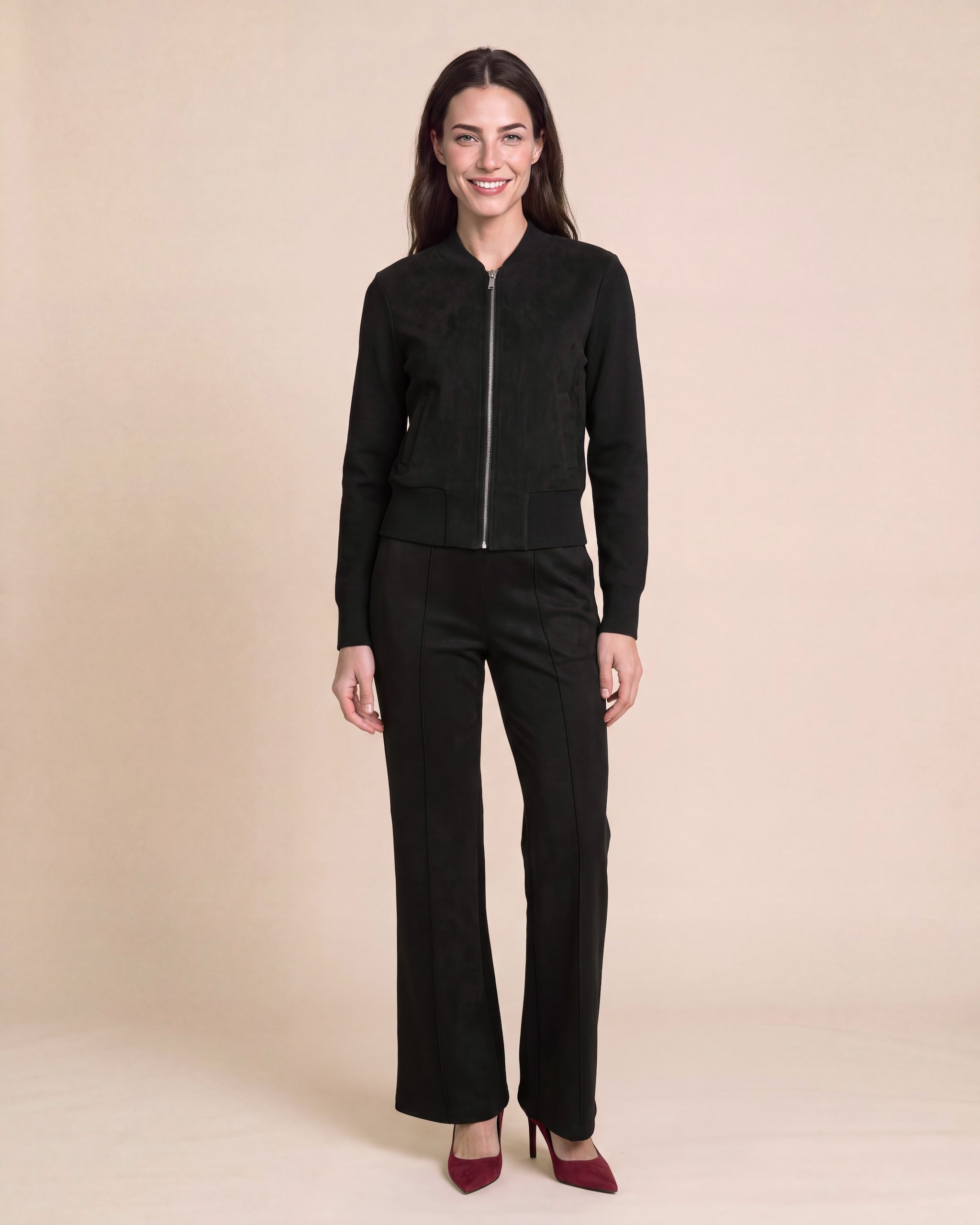 Produktabbildung für Strickjacke mit Velourslederimitat
