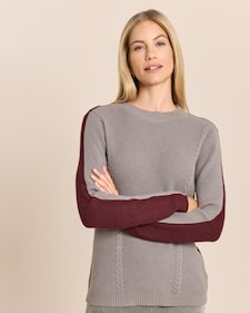 Produktabbildung für Bicolor Pullover mit Zopfmuster