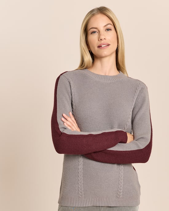 Produktabbildung für Bicolor Pullover mit Zopfmuster
