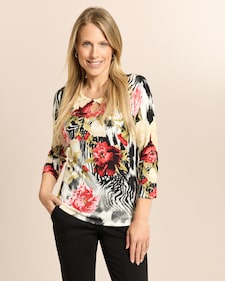Produktabbildung für Pullover Blumen-Zebra Mix