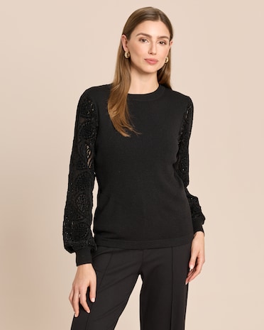 Produktabbildung für Pullover mit Samtapplikationen
