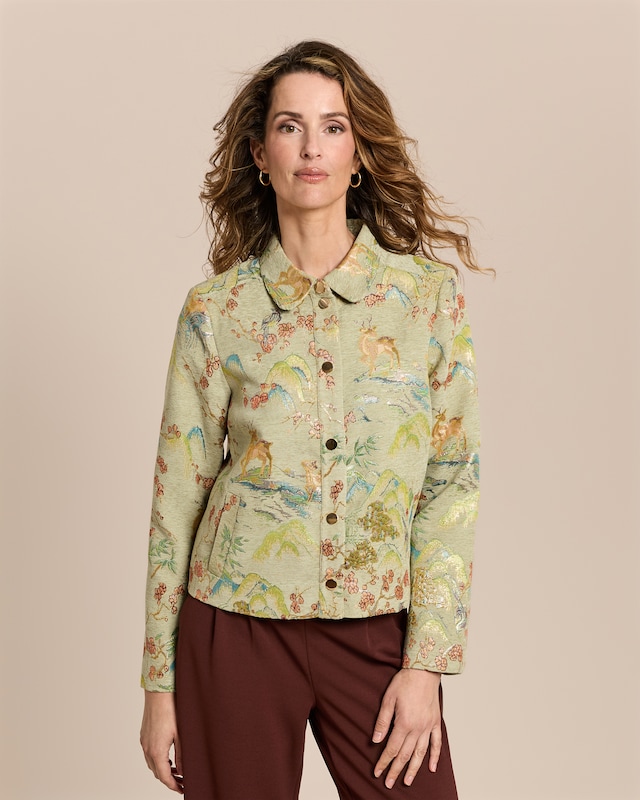 Jacke mit Metallicgarn und Tiermuster
