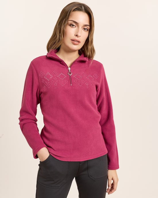 Produktabbildung für Fleece-Troyer mit Strass-Deko