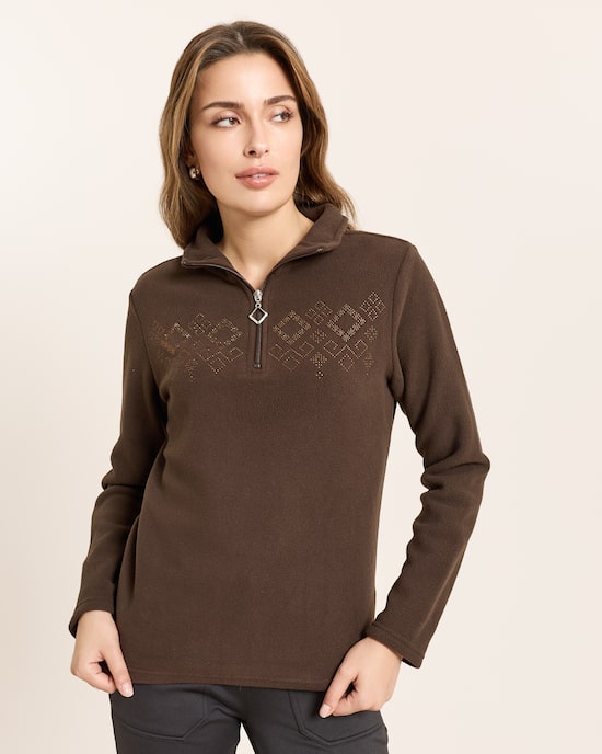 Produktabbildung für Fleece-Troyer mit Strass-Deko