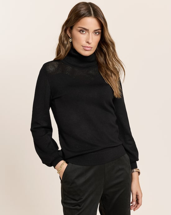 Produktabbildung für Rollkragenpullover mit Ajourmuster