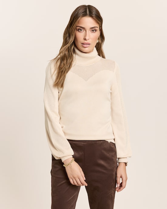 Produktabbildung für Rollkragenpullover mit Ajourmuster