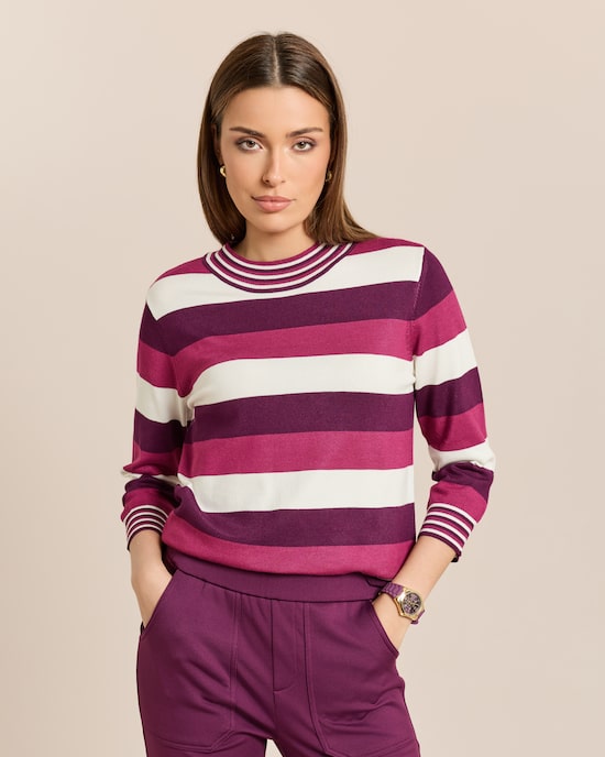 Produktabbildung für Pullover mit Stehkragen geringelt