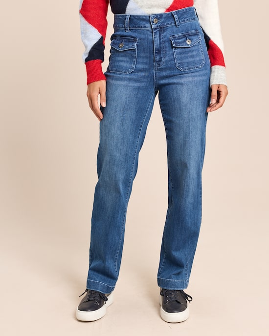 Produktabbildung für Straight Leg Jeans aufgesetzte Tasche